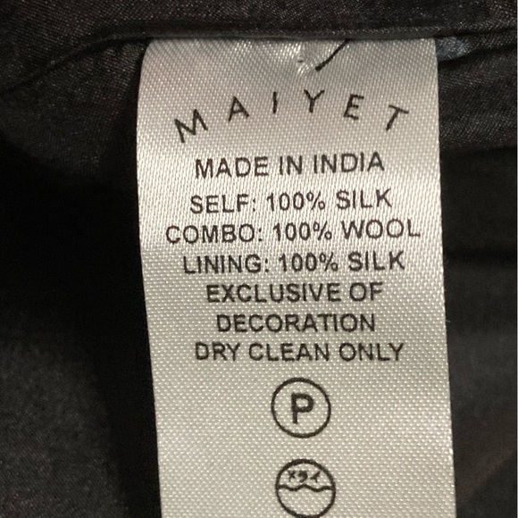 NWT Maiyet Black Beaded Silk and Wool Asymmetrical Hem Skirt - Sz FR 36 or US 4 - Picture 9 of 9